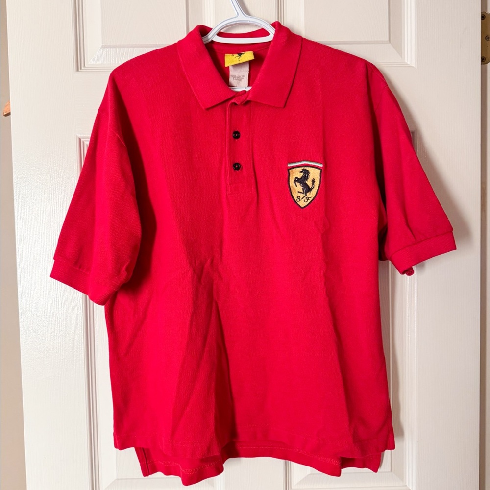 Vintage 1996 Scuderia Ferrari Red Polo Shirt F1 Racing Top Cotton Size L